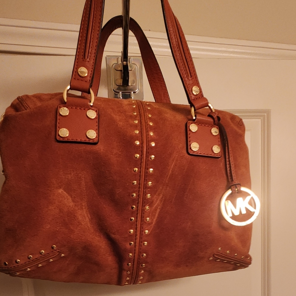 Michael Kors Orange/ Brown Shoulder Bag with gold Hardware